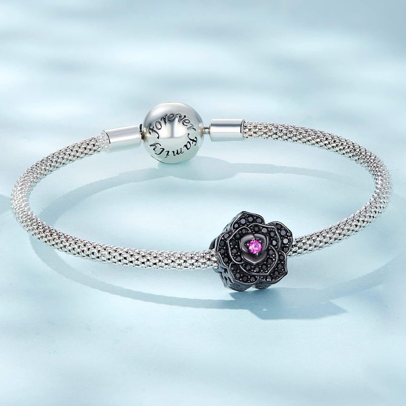 BABAMIA Store Rose Charm Heart Charms for Bracelets 925 Sterling Silver Bead Charm Fits Bracelets and Necklaces Paved with Cubic Zirconia Animal Skull Charm Dainty Halloween Charms Jewelry for Women Girls - Image 3